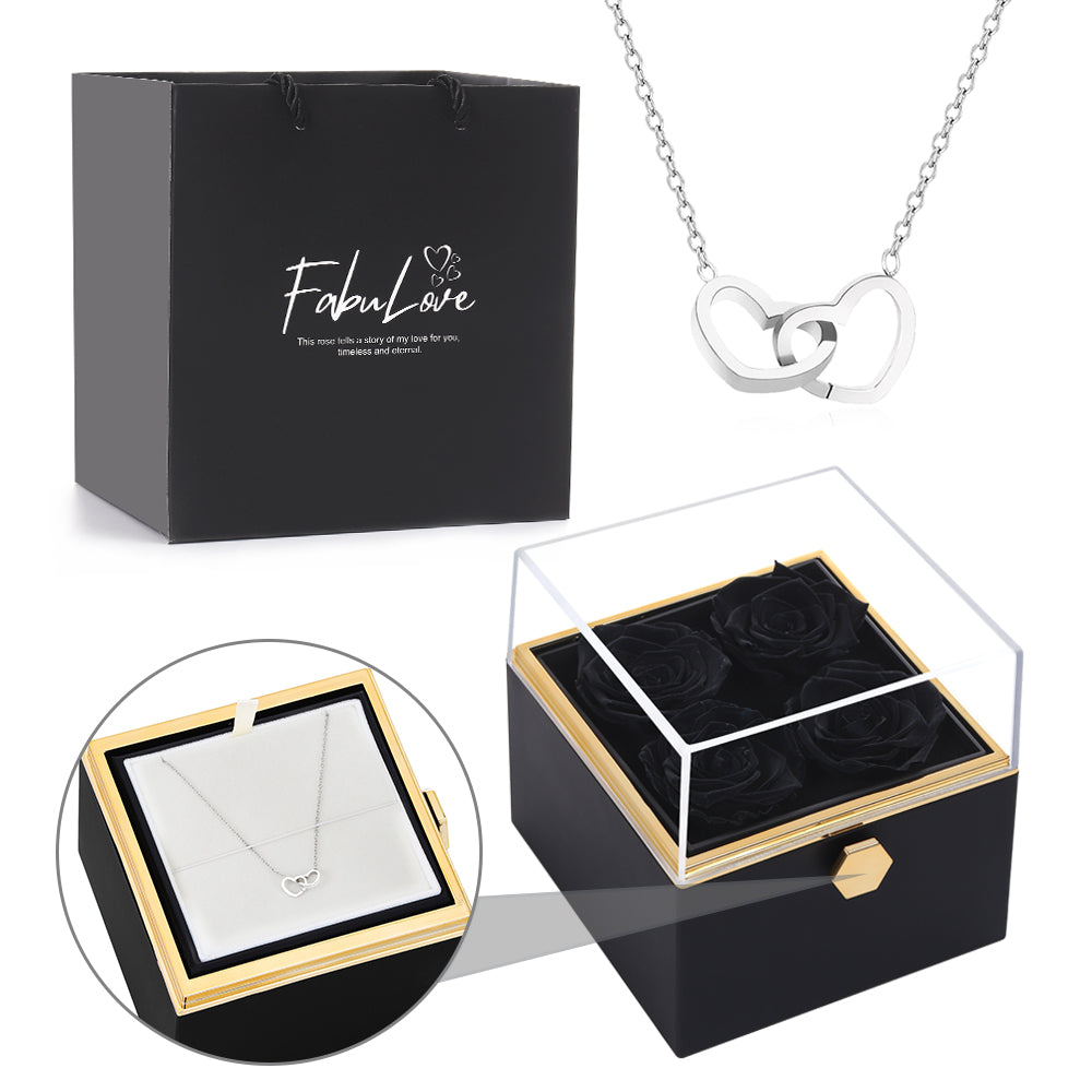 Eternal Rose Box - W/ Engraved Necklace & Real Rose