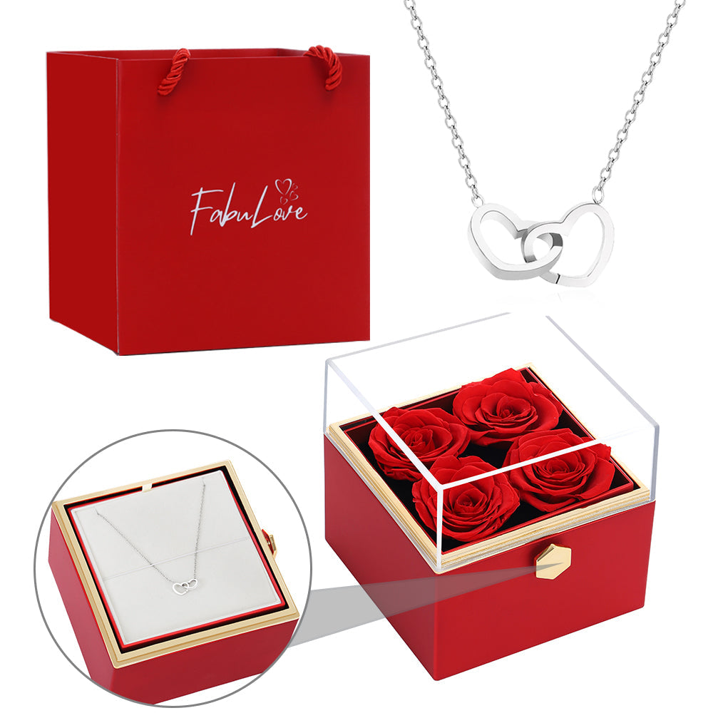 Eternal Rose Box - W/ Engraved Necklace & Real Rose