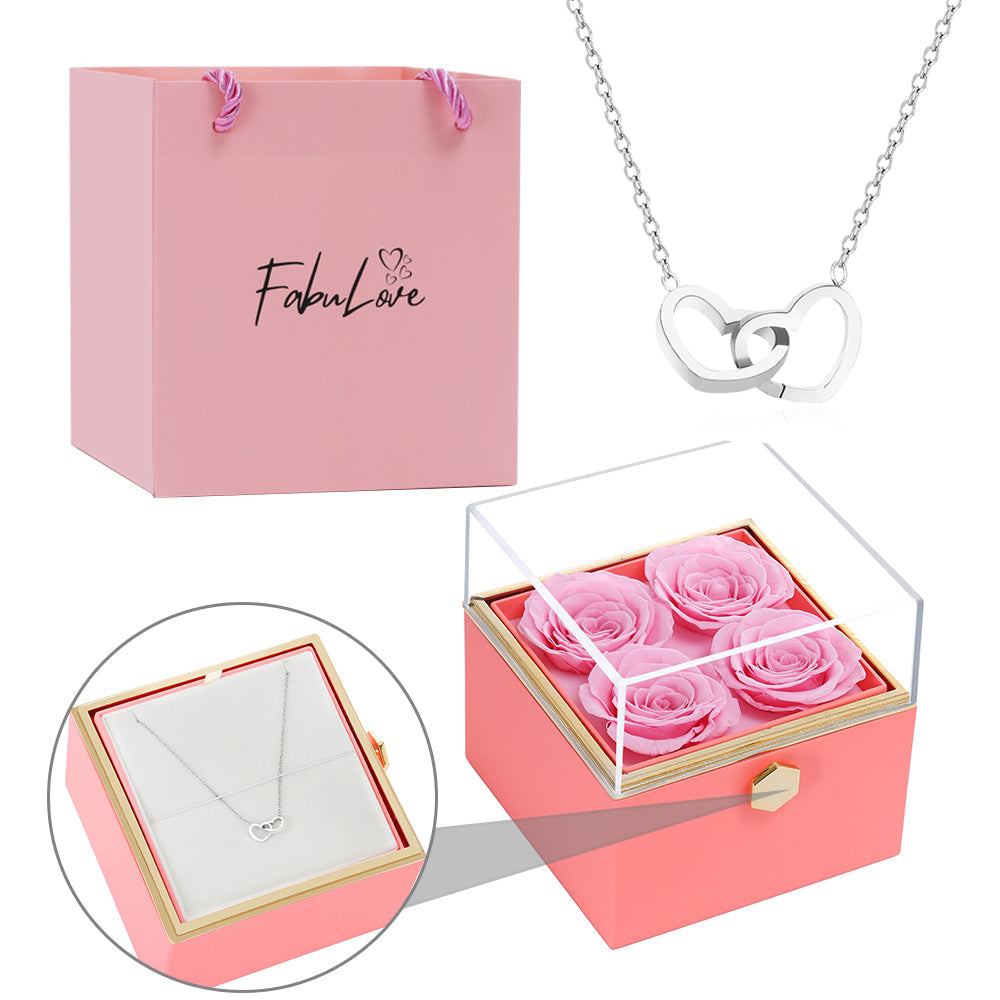 Eternal Rose Box - W/ Engraved Necklace & Real Rose