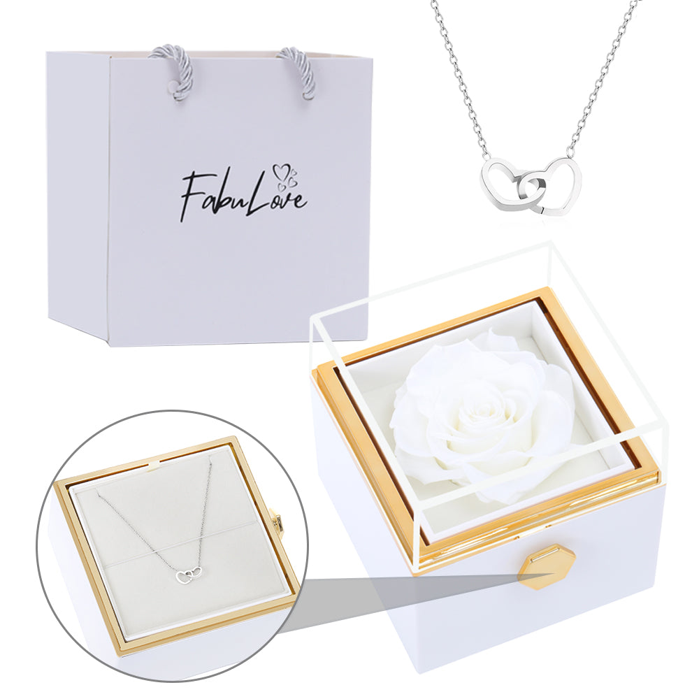 Eternal Rose Box - W/ Engraved Necklace & Real Rose