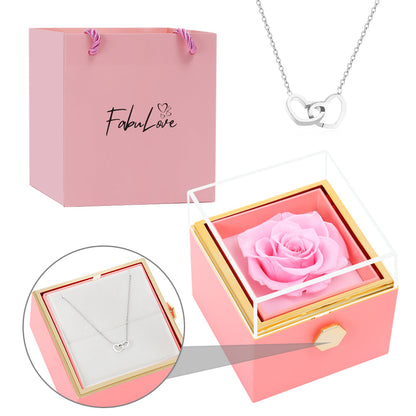 Eternal Rose Box - W/ Engraved Necklace & Real Rose