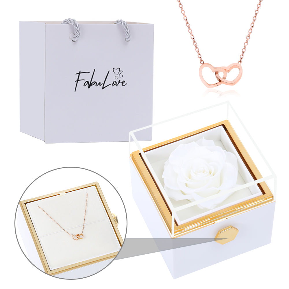 Eternal Rose Box - W/ Engraved Necklace & Real Rose