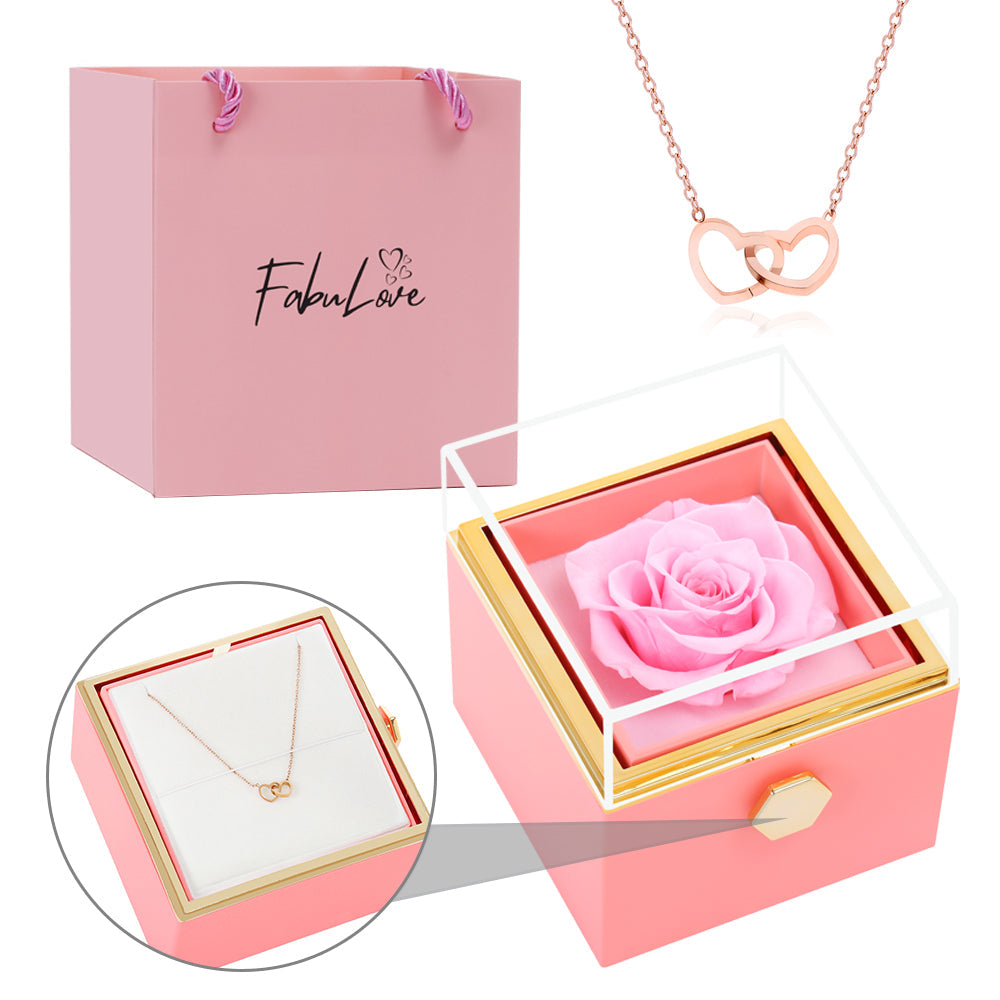 Eternal Rose Box - W/ Engraved Necklace & Real Rose