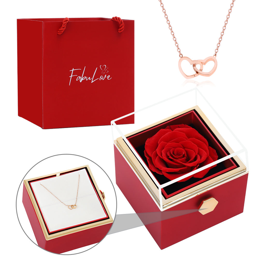 Eternal Rose Box - W/ Engraved Necklace & Real Rose