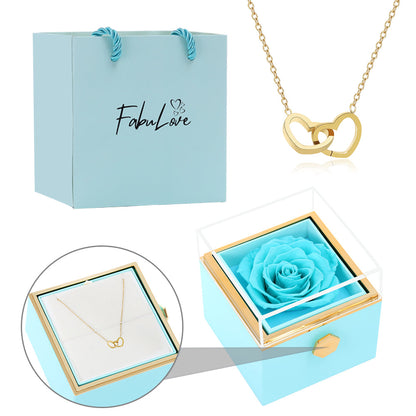 Eternal Rose Box - W/ Engraved Necklace & Real Rose