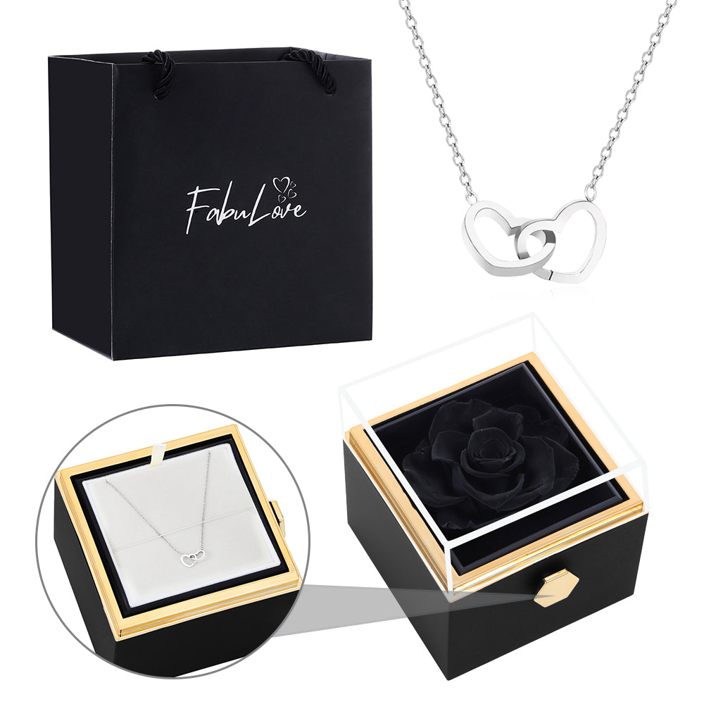 Eternal Rose Box - W/ Engraved Necklace & Real Rose