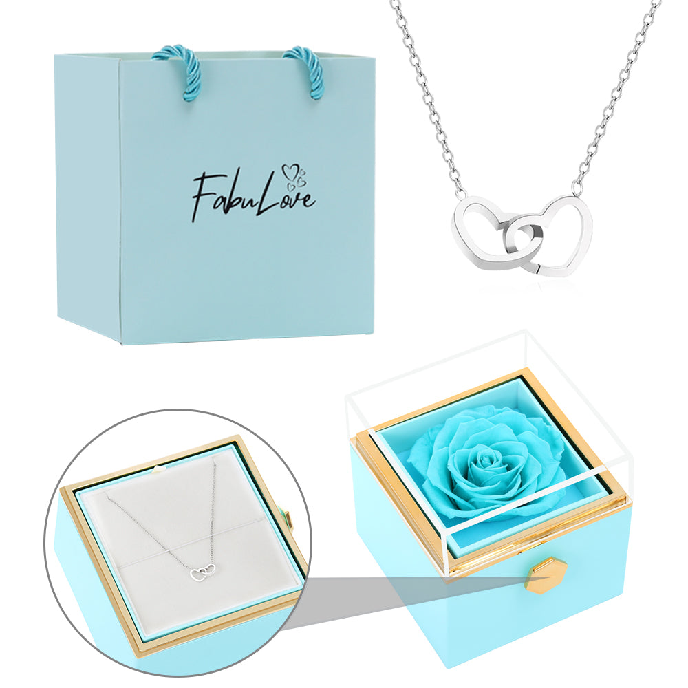 Eternal Rose Box - W/ Engraved Necklace & Real Rose