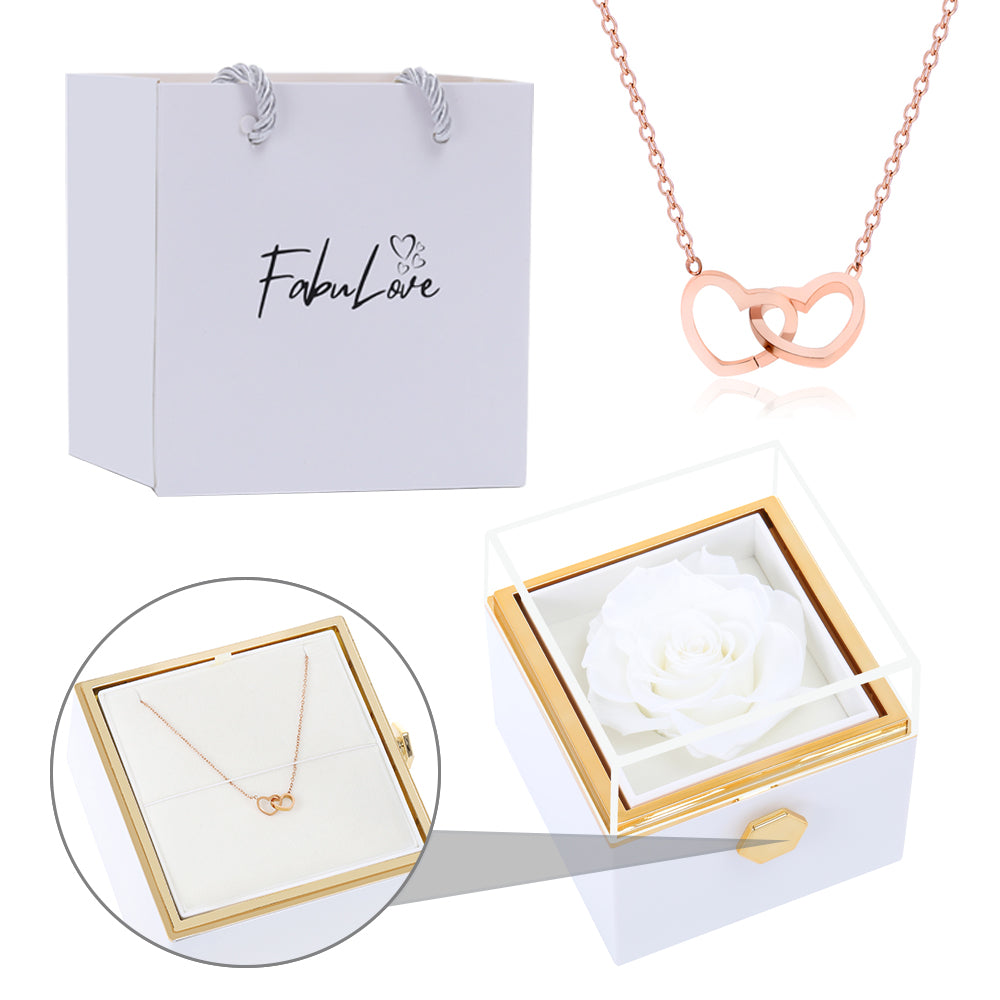 Eternal Rose Box - W/ Engraved Necklace & Real Rose