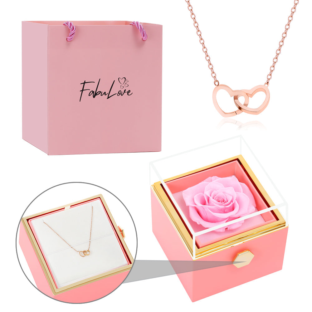 Eternal Rose Box - W/ Engraved Necklace & Real Rose