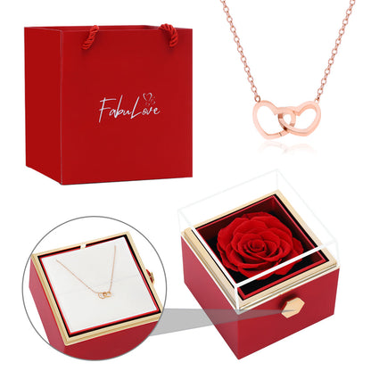 Eternal Rose Box - W/ Engraved Necklace & Real Rose