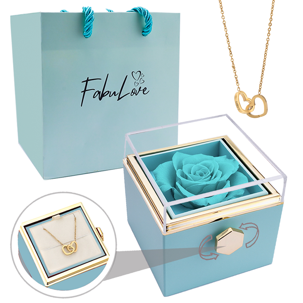 Eternal Rose Box - W/ Engraved Necklace & Real Rose