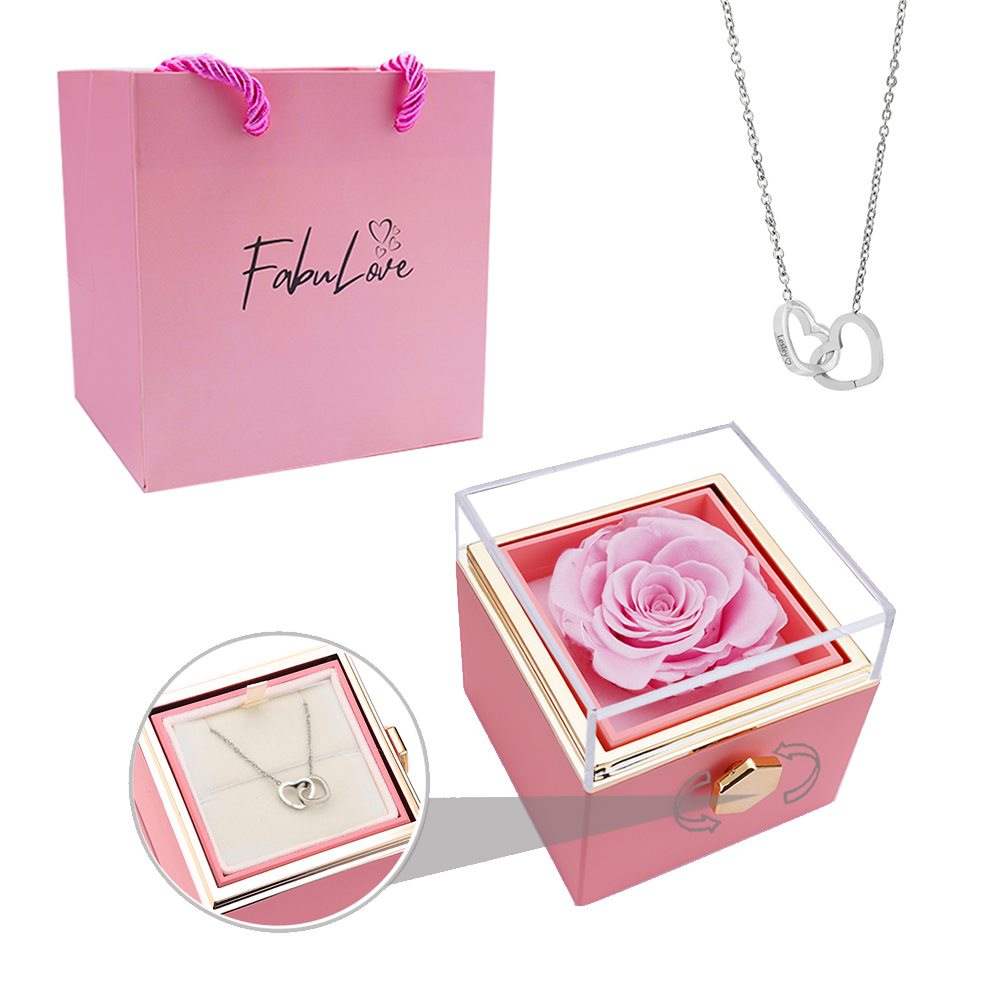 Eternal Rose Box - W/ Engraved Necklace & Real Rose