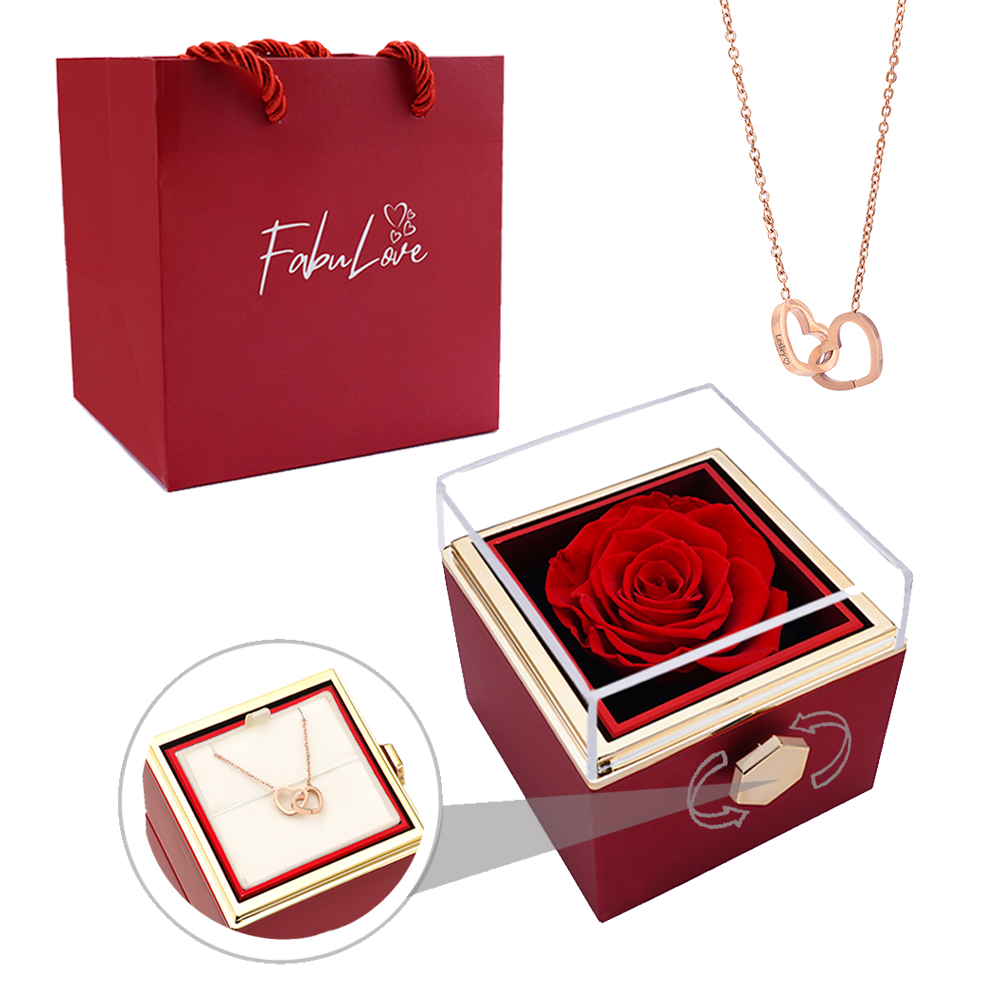 Eternal Rose Box - W/ Engraved Necklace & Real Rose