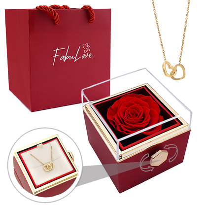 Eternal Rose Box - W/ Engraved Necklace & Real Rose