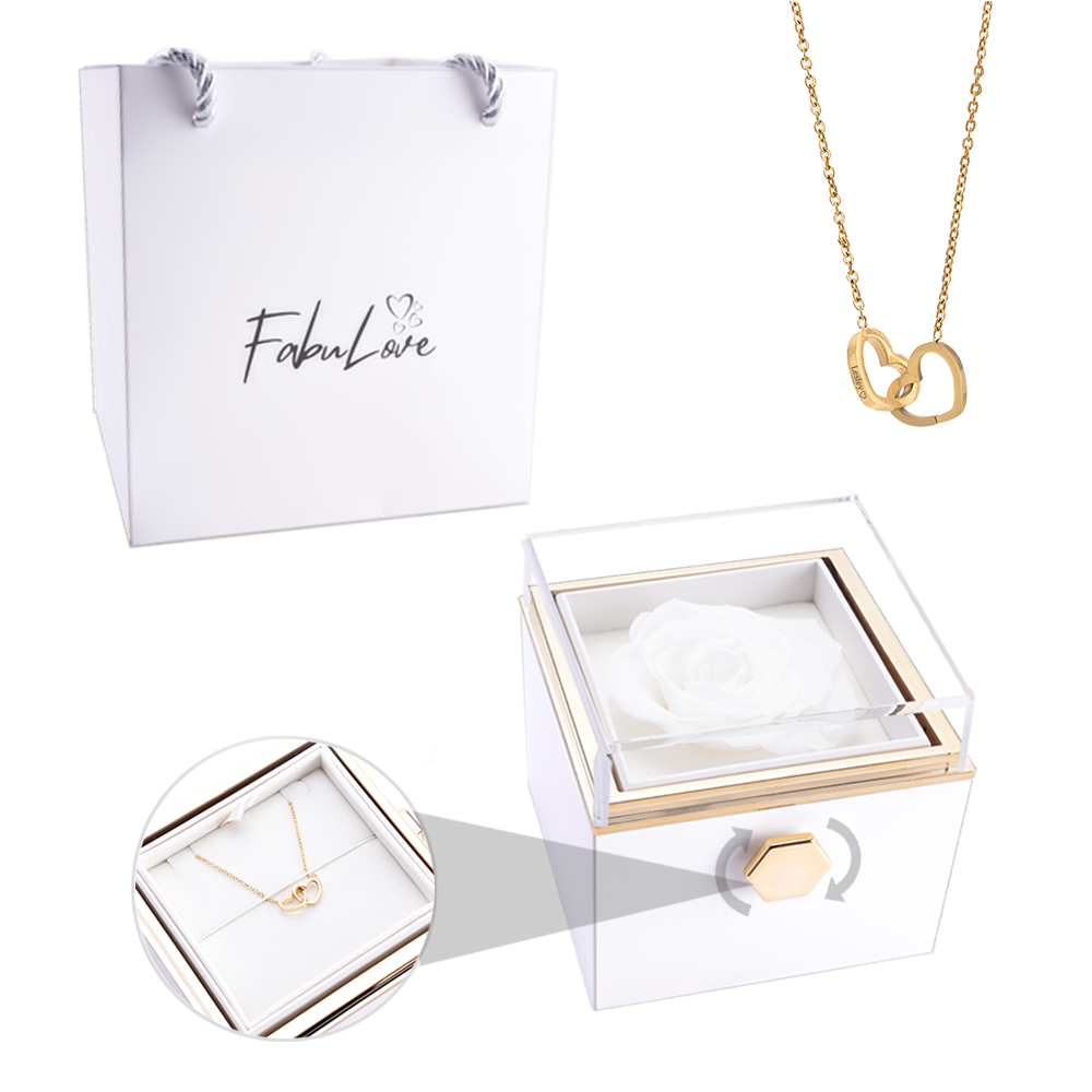 Eternal Rose Box - W/ Engraved Necklace & Real Rose