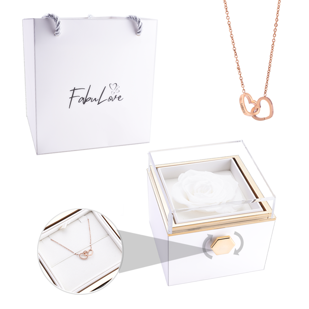 Eternal Rose Box - W/ Engraved Necklace & Real Rose